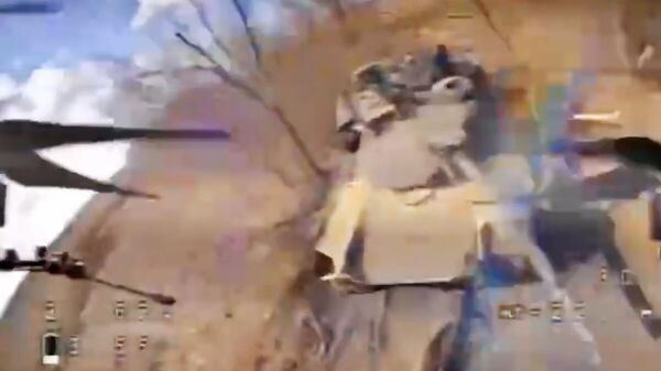 Кадр видео уничтожения американского танка Abrams у Авдеевки