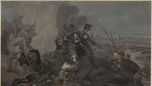 Битва за Париж. 1814 г. Бумага, акватинта цветная, после 1814