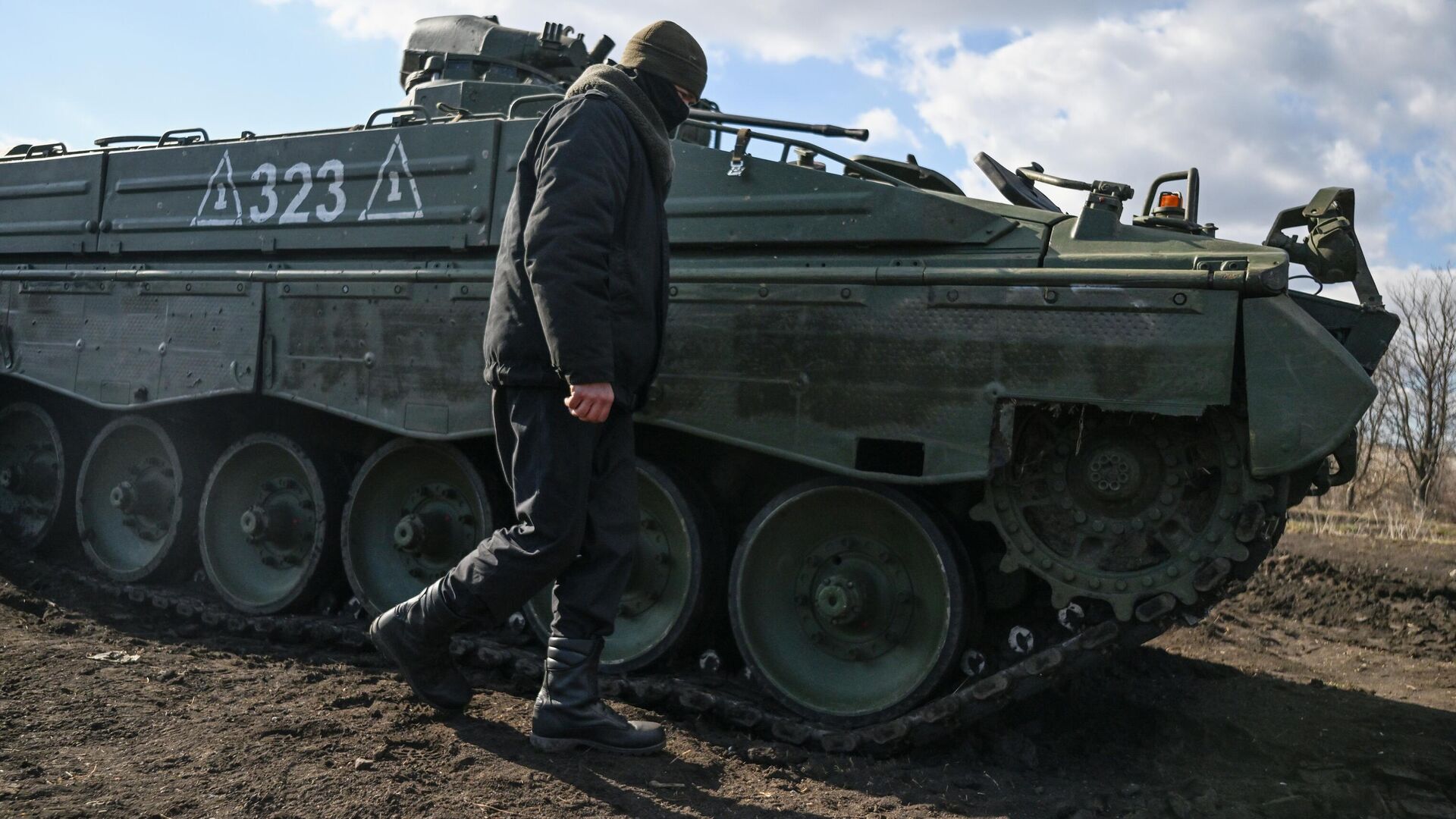 Трофейная немецкая БМП Мардер, восстановленная военнослужащими ЦВО - РИА Новости, 1920, 11.04.2024