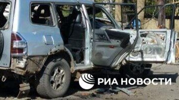 Место взрыва автомобиля в Старобельске