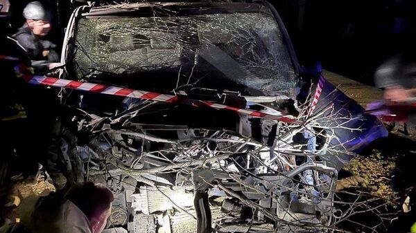 Взорванный автомобиль в Харькове