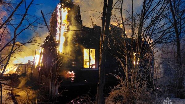 Пожар в поселке Боброво Архангельской области