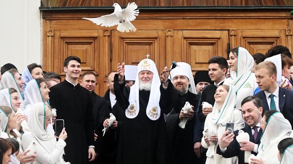 Патриарх Московский и всея Руси Кирилл в Благовещенском соборе Московского Кремля. 7 апреля 2024