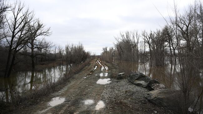 Дамба в оренбургском поселке Лесоторговый в Орске