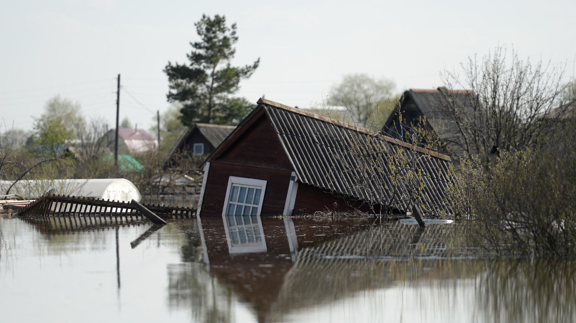 Частный дом в Тюменской области, подтопленный в результате сильного поднятия воды в реке Ишим - РИА Новости, 1920, 17.04.2024