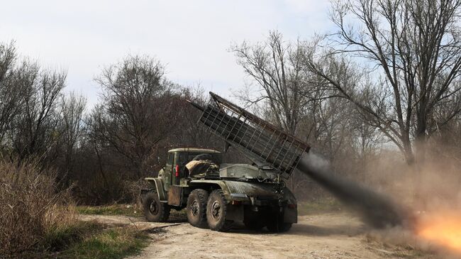 Боевая работа РСЗО Град 