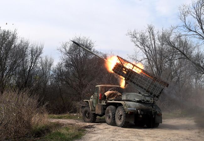 Реактивная система залпового огня Град в зоне проведения специальной военной операции Реактивная система залпового огня Град в зоне проведения специальной военной операции