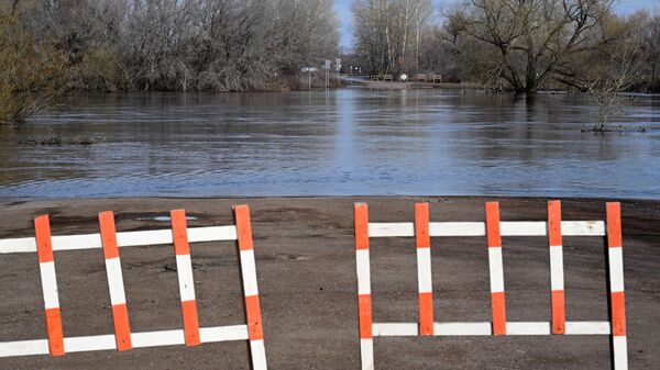 Затопленный мост на реке Салмыш в Оренбургской области