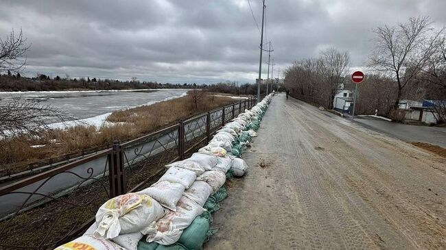 Укрепление дамбы в Курганской области