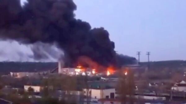 Пожар на Трипольской ТЭС под Киевом 
