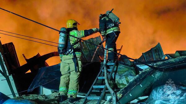  Пожар в здании по производству пакетов в Ижевске, Удмуртия. 11 апреля 2024