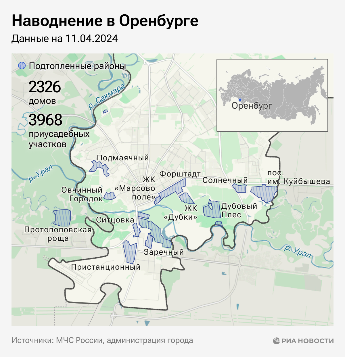 Наводнение в Оренбурге: какие районы города подтоплены Наводнение в Оренбурге: какие районы города подтоплены