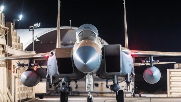 Истребитель ВВС Израиля задействованный в связи с атакой со стороны Ирана. 14 апреля 2024