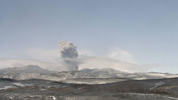 Пепловый выброс на вулкане Эбеко. 15 апреля 2024