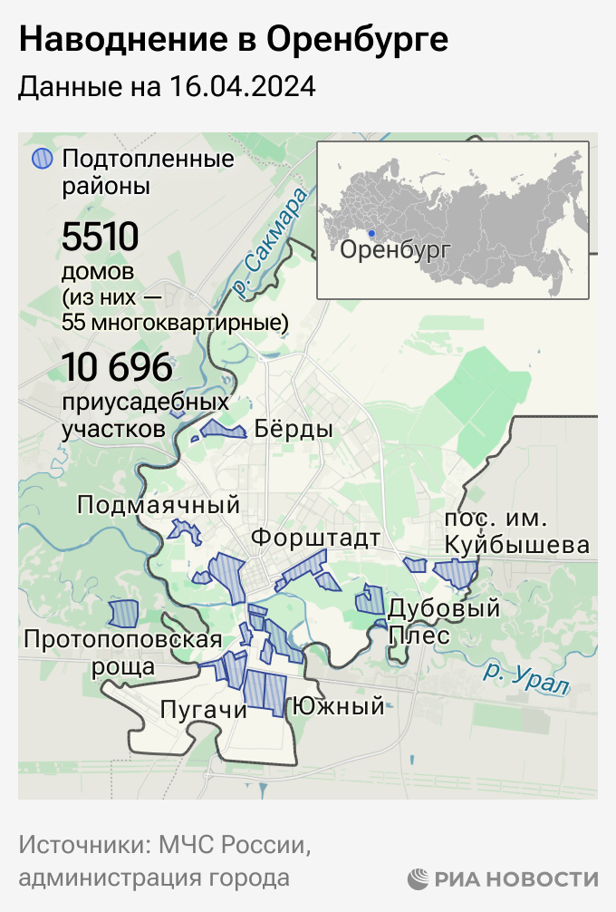 Наводнение в Оренбурге: какие районы города подтоплены Наводнение в Оренбурге: какие районы города подтоплены