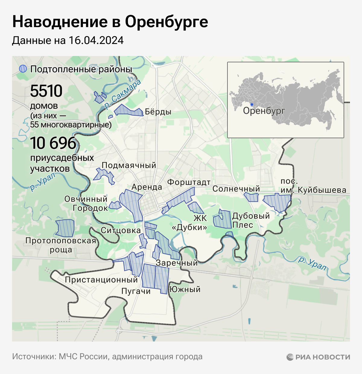 Наводнение в Оренбурге: какие районы города подтоплены Наводнение в Оренбурге: какие районы города подтоплены