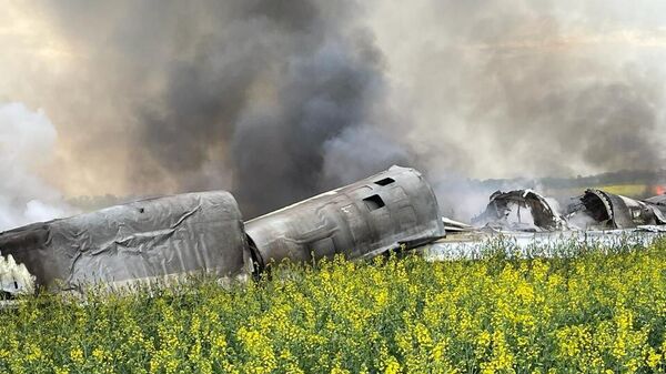 Бомбардировщик Ту-22М3, упавший в поле на территории Красногвардейского округа Ставропольского края. 19 апреля 2024 года