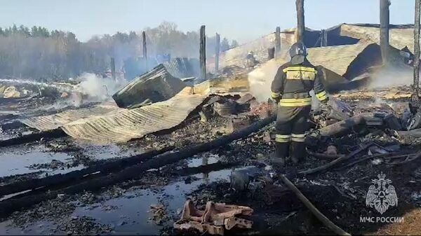 Последствия пожара на ферме в Бирском районе Башкирии
