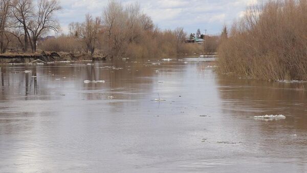 Разлив реки Тобол в городе Ялуторовске Тюменской области 