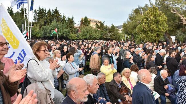 Митинг против военных планов США, НАТО и ЕС возле министерства национальной обороны Греции