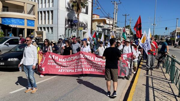 Митинг в Афинах против военных планов США, НАТО и ЕС