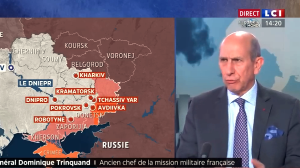 Французский генерал Доминик Тренкан в телеканала эфире LCI