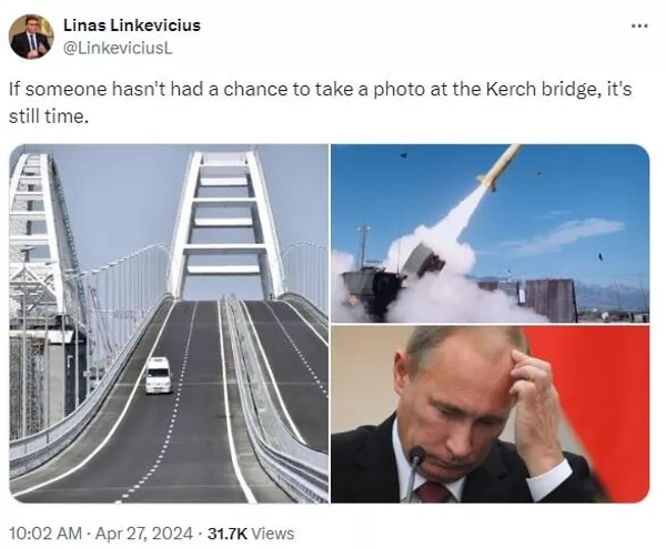 Скриншот поста литовского дипломата Линкявичюса в соцсети X