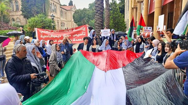 Акция студентов ливанских университетов в Бейруте в поддержку Палестины. 30 апреля 2024