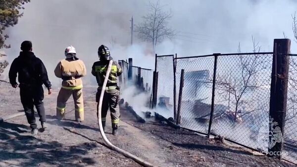 Место пожара в садовом товариществе в Читинском районе в Забайкалье. 1 мая 2024