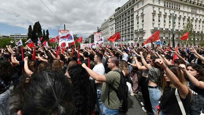 Первомайская демонстрация в Греции. 1 мая 2024 - РИА Новости, 1920, 01.05.2024