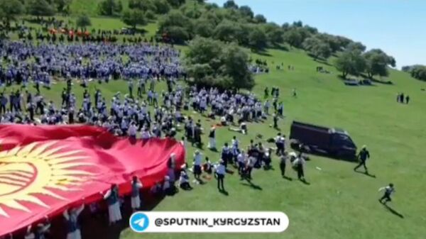 Момент происшествия на празднике в Сузакском районе в Джалал-Абадской области на юге Киргизии