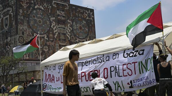 Студенты Национального автономного университета Мексики разбили палаточный лагерь в поддержку Палестины