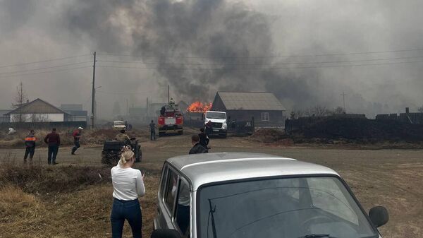 Тушение пожара в Братском районе Иркутской области