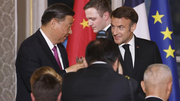 Лидер КНР Си Цзиньпин и президент Франции Эммануэль Макрон на встрече в Париже