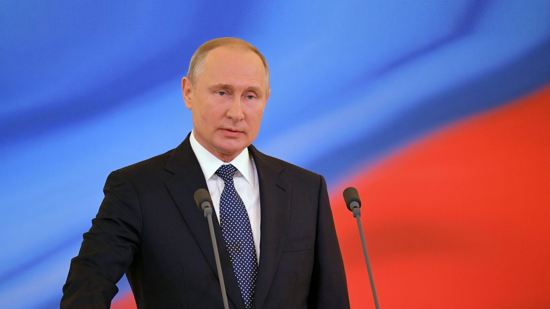 Избранный президент РФ Владимир Путин во время церемонии инаугурации в Кремле. 7 мая 2018 года - РИА Новости, 1920, 07.05.2024