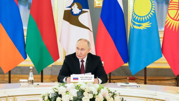 Президент РФ Владимир Путин на юбилейном заседании Высшего Евразийского экономического совета в Москве