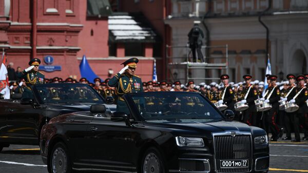 Министр обороны РФ Сергей Шойгу на военном параде в Москве в честь 79-летия Победы в Великой Отечественной войне