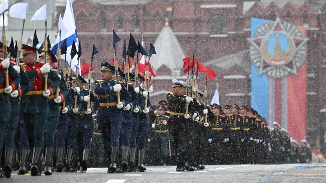 Военнослужащие парадных расчетов на военном параде на Красной площади в честь 79-летия Победы в Великой Отечественной войне