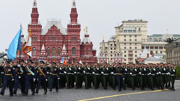 Военнослужащие парадных расчетов на военном параде на Красной площади в честь 79-летия Победы в Великой Отечественной войне