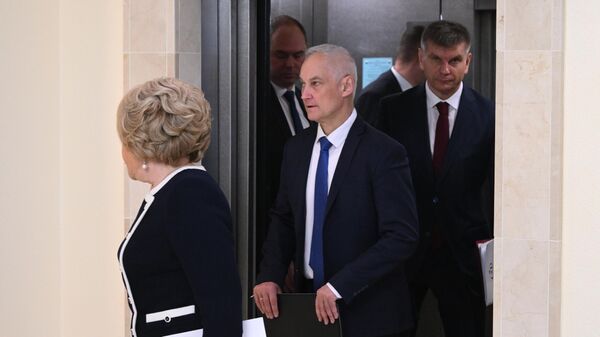 Исполняющий обязанности первого заместителя председателя Правительства РФ Андрей Белоусов в Совете Федерации РФ