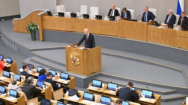 Кандидат на должность министра финансов РФ Антон Силуанов выступает на пленарном заседании Госдумы РФ
