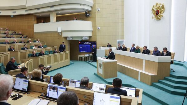 Сергей Лавров во время выступления на заседании Совета Федерации. 14 мая 2024
