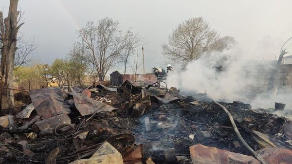 Последствия пожара в населенном пункте Восток Поронайского городского округа на Сахалине. 19 мая 2024