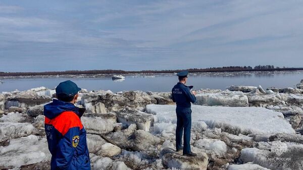 Последствия паводка на реке Лена в Якутии