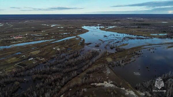 Последствия паводка на реке Лена в Якутии