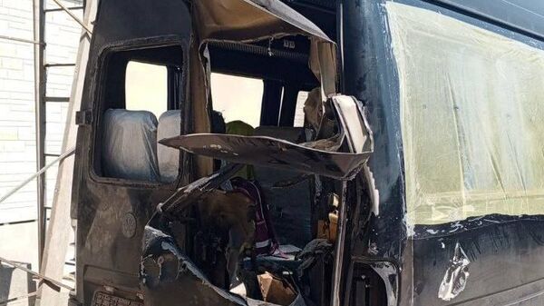 Место атаки беспилотника на микроавтобус в селе Раденск Алешкинского муниципального округа Херсонской области. 19 мая 2024