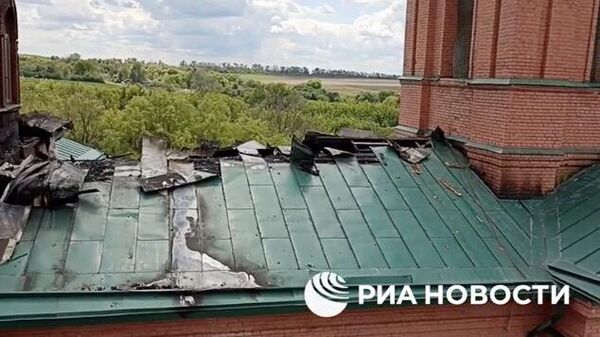 Последствия атаки украинского дрона на храм преподобного Сергия Радонежского в селе Малое Городище