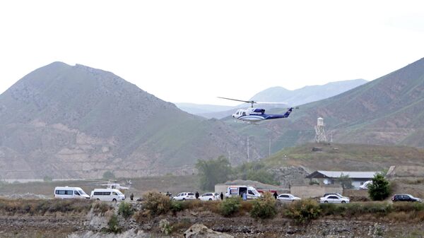 Последнее фото вертолета, на борту которого находился президент Ирана Эбрахим Раиси, граница Ирана и Азербайджана. Архивное фото