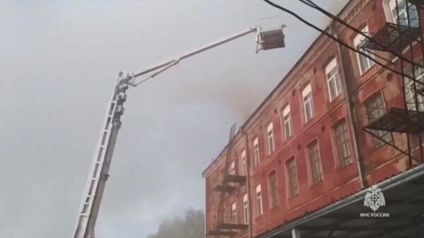 Пожар на бывшей прядильно-ткацкой фабрике в Ногинске