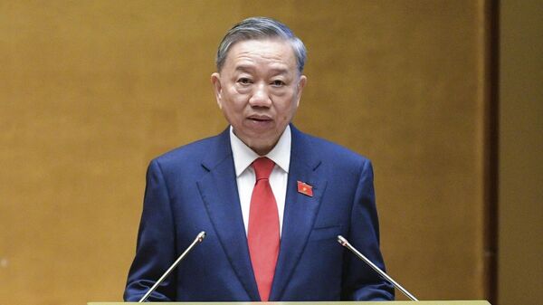 То Лам выступает после приведения к присяге в качестве президента Вьетнама в Национальной ассамблее в Ханое, Вьетнам. 22 мая 2024
